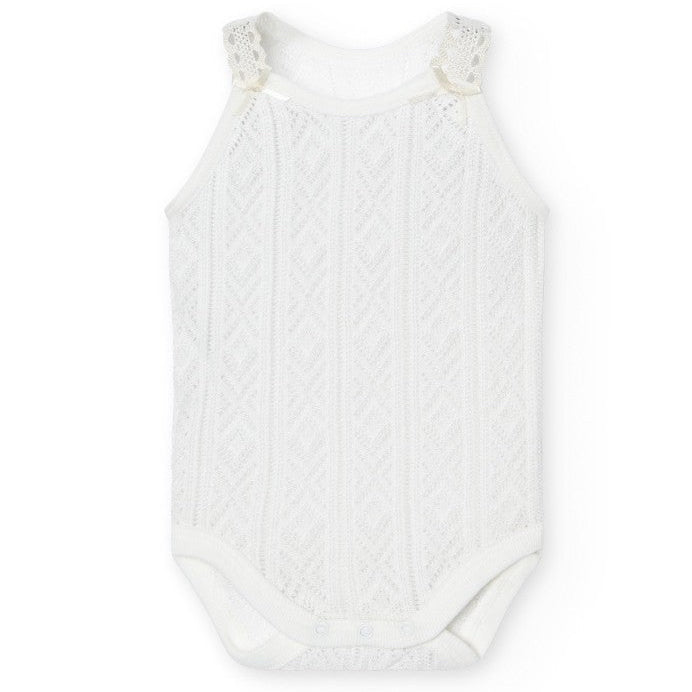 opengewerkte gehaakte romper in offwhite van het merk Babidu 
