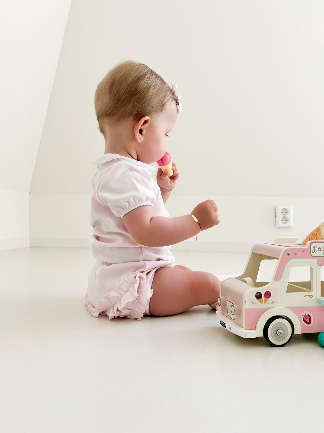 Body/romper serpetine kraagje (lichtroze) - Baby Gi