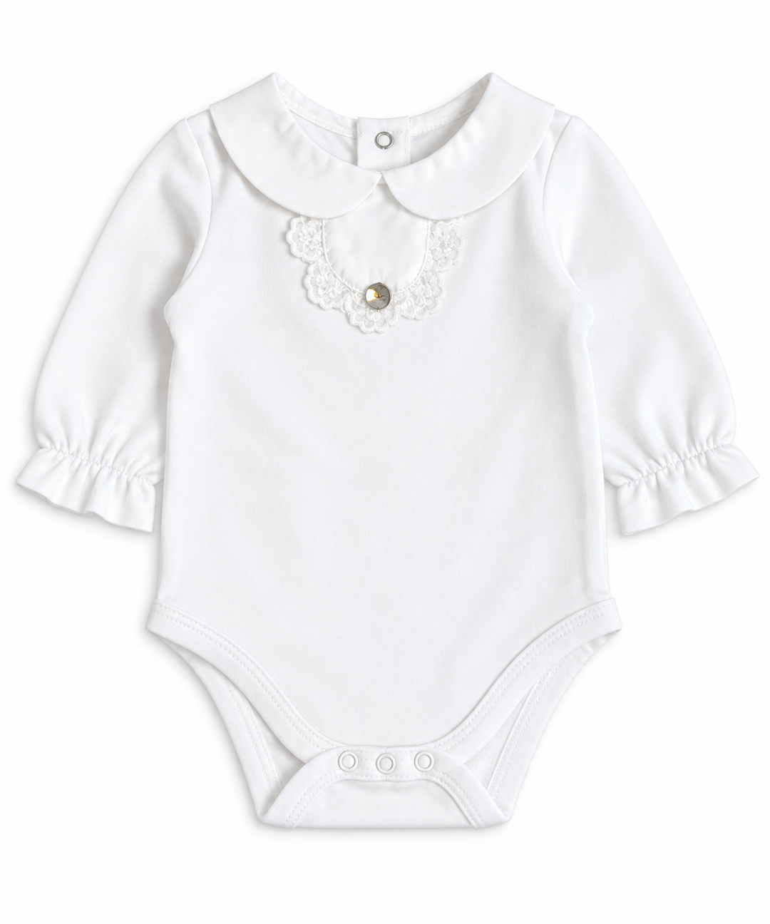 Pureté du Bébé romper met kant | Personaliseerbaar met initialen
