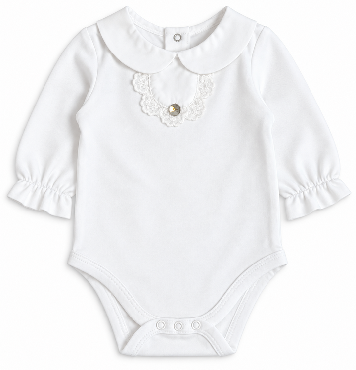 Pureté du Bébé romper met kant | Personaliseerbaar met initialen