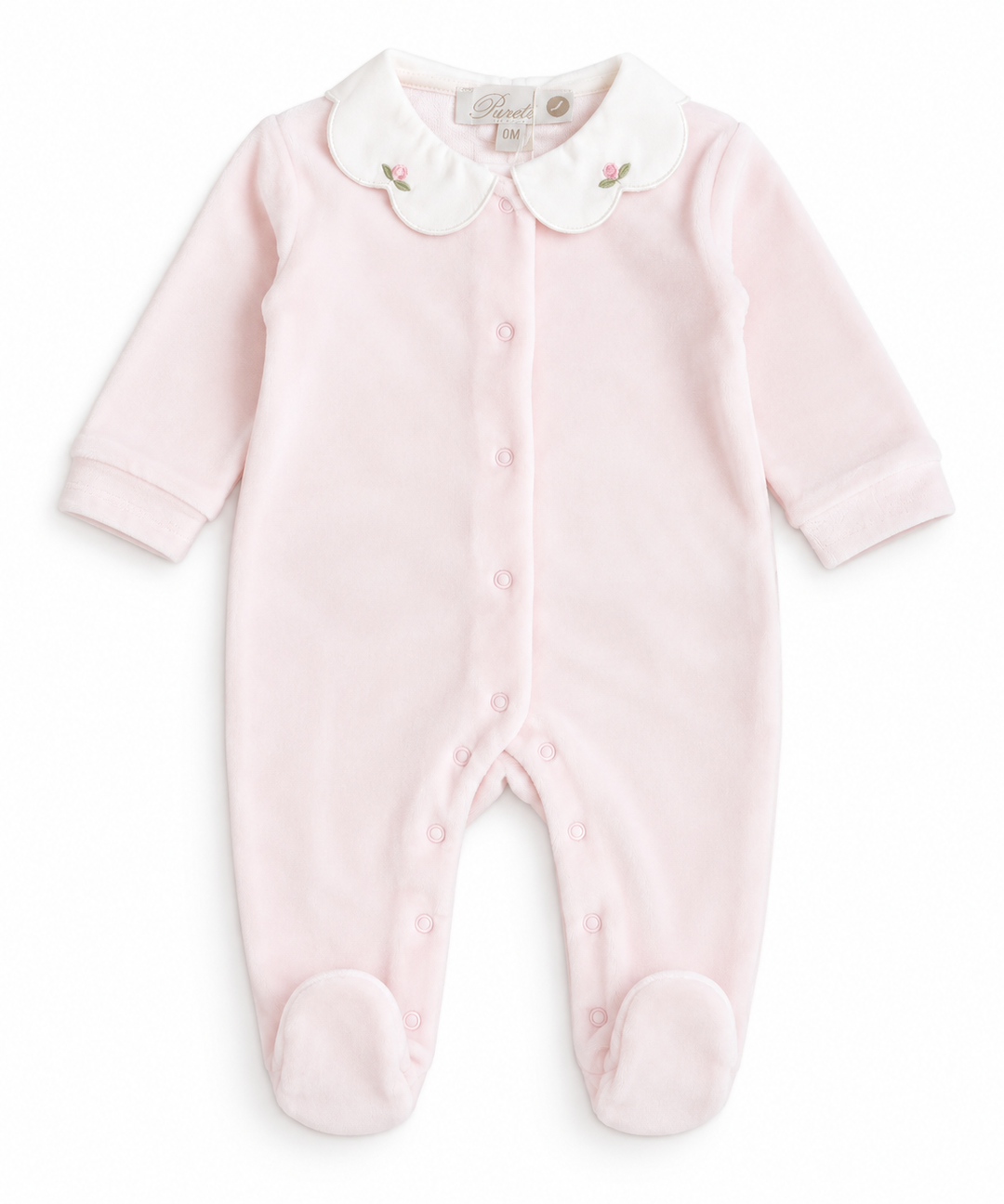 Pureté du Bébé babypakje roze met geborduurd roosje | Personaliseerbaar