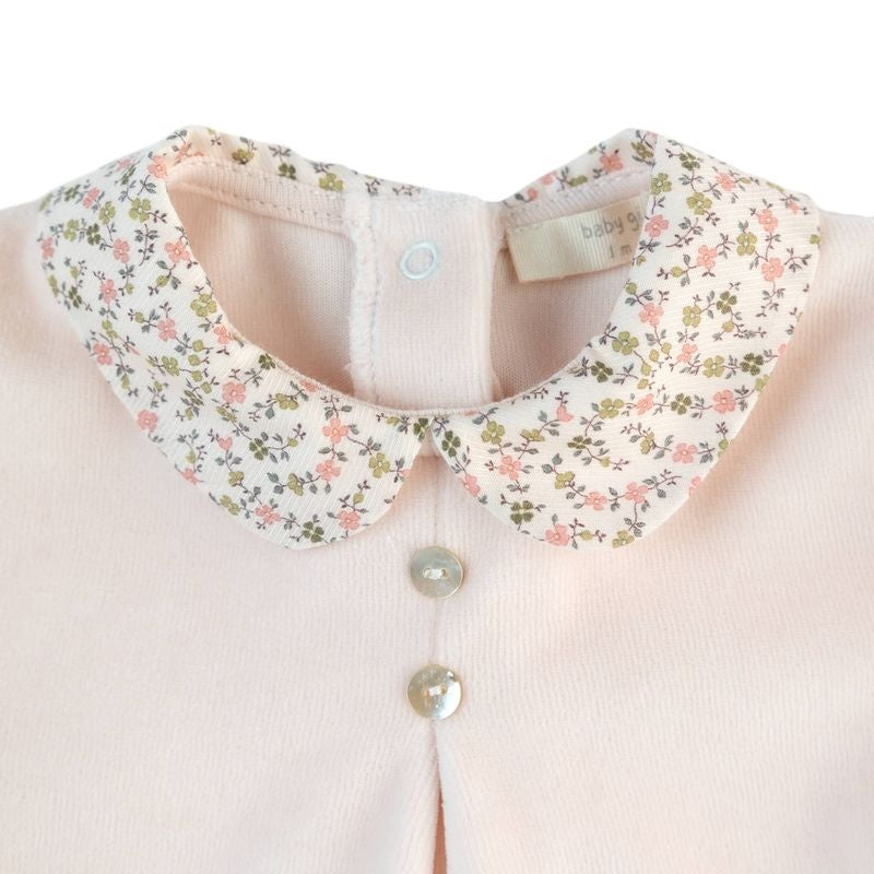 Babypakje velours bloemen (Peach pink) - Baby Gi