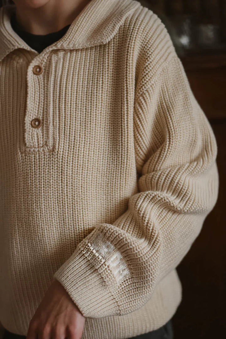 Trui polo leo (sand) - LRDM Petits