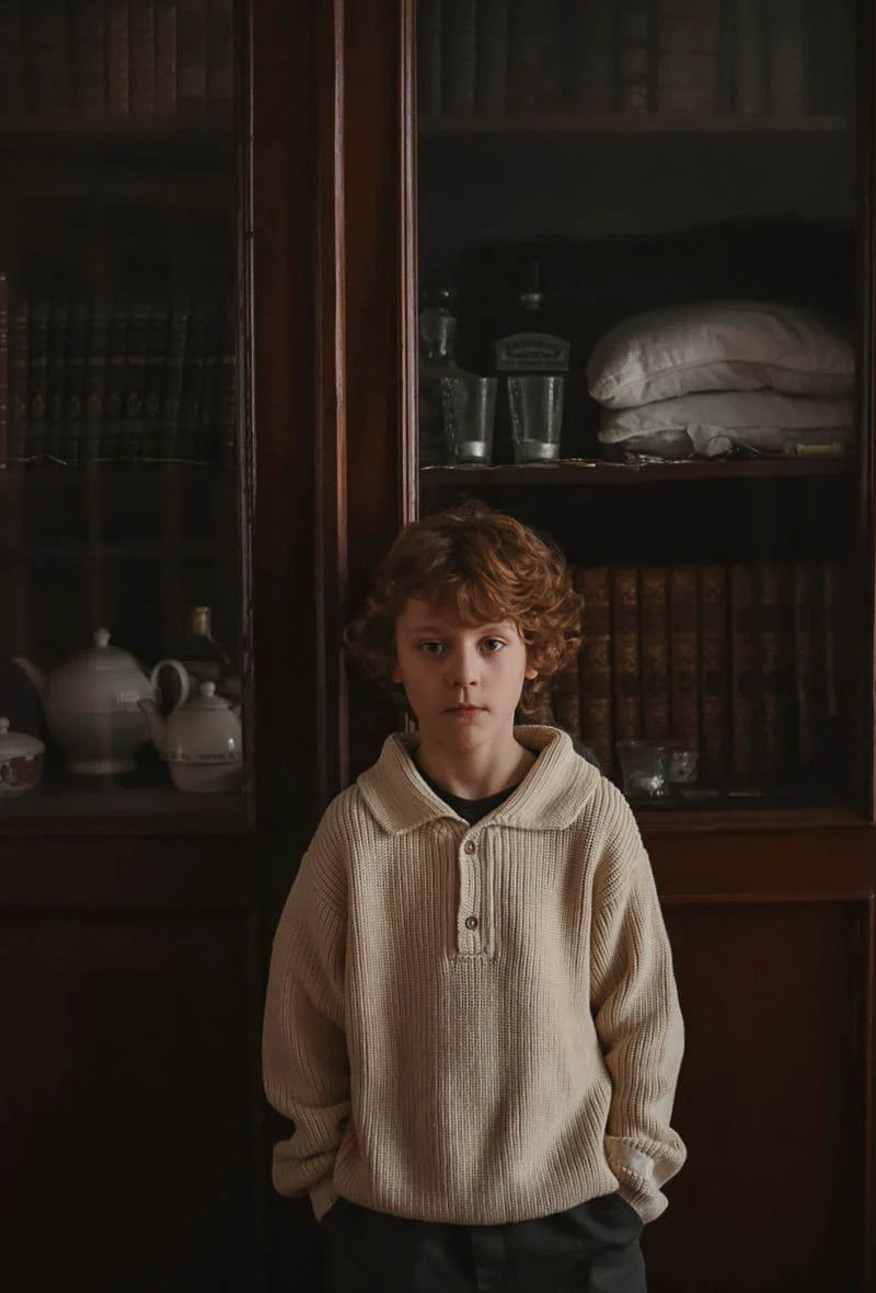 Trui polo leo (sand) - LRDM Petits