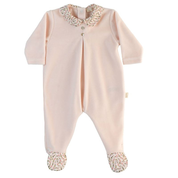 Babypakje velours bloemen (Peach pink) - Baby Gi
