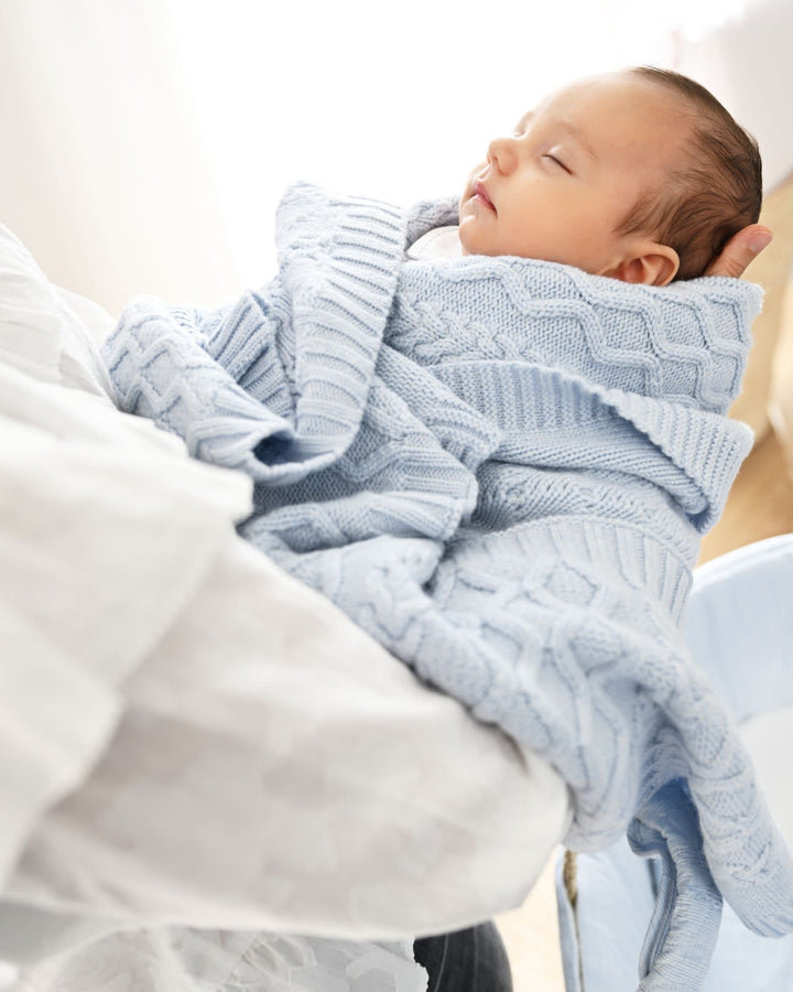 Deken Cashmere gebreid (lichtblauw) - Theophile et Patachou