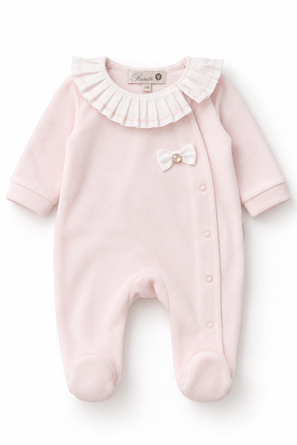 Pureté du Bébé babypakje met strik en volantkraag | Personaliseerbaar