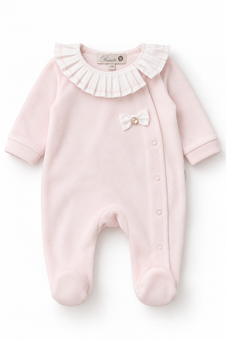Pureté du Bébé babypakje met strik en volantkraag | Personaliseerbaar