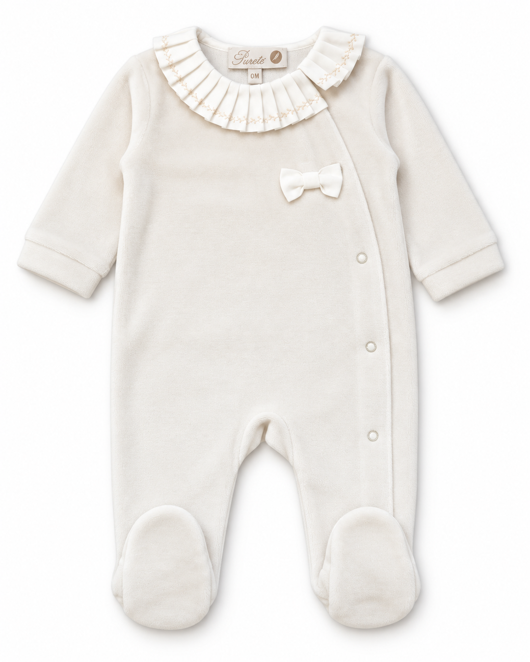 Pureté du Bébé babypakje met strik en volantkraag | Personaliseerbaar