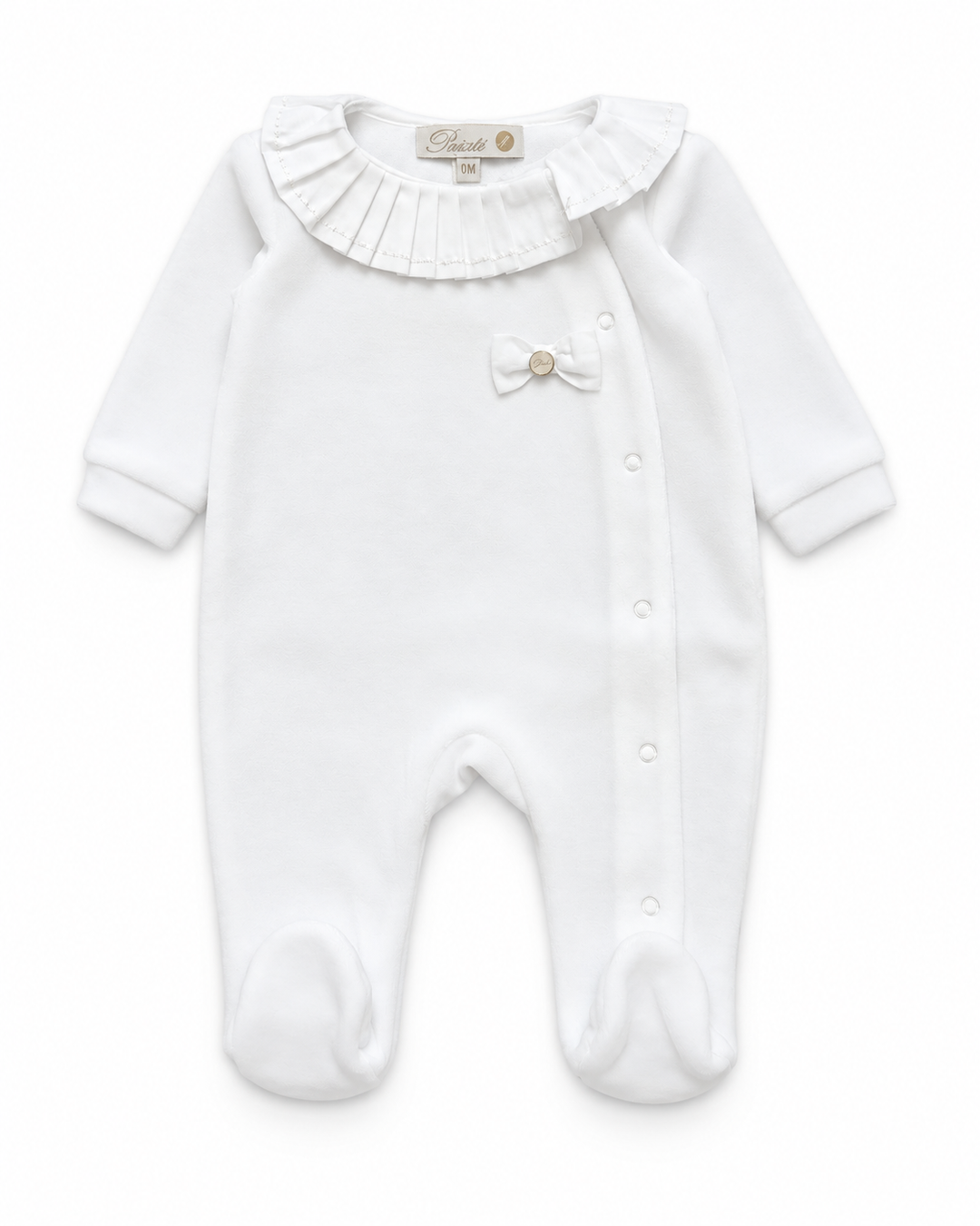 Pureté du Bébé babypakje met strik en volantkraag | Personaliseerbaar