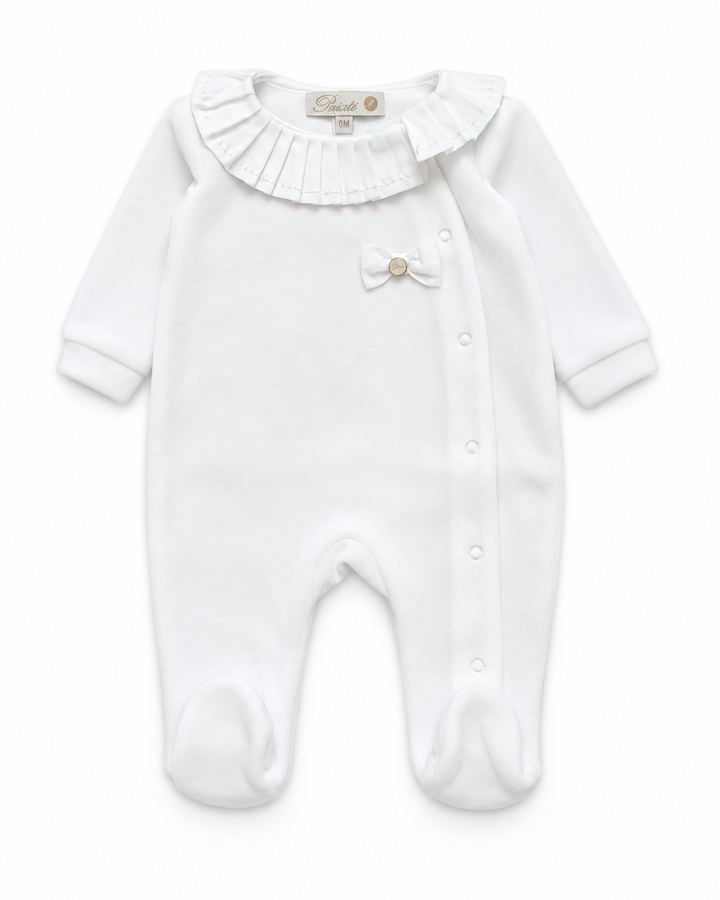 Pureté du Bébé babypakje met strik en volantkraag | Personaliseerbaar