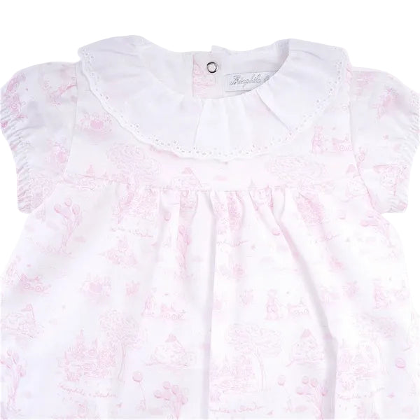 Roze baby pakje met print en kraagje Garden Party